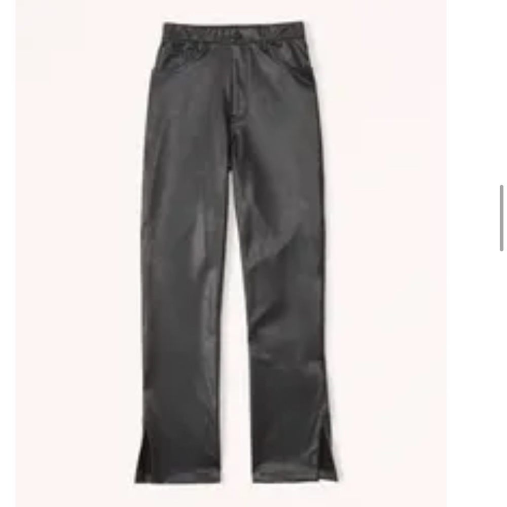 Split-hem vegan leather 90s straight pant-Abercrombie-size 32